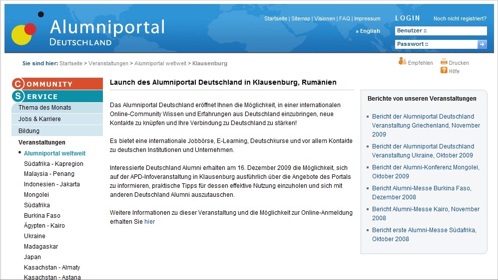 Alumniportal Deutschland, cel mai nou proiect de informare și comunicare destinat persoanelor care au studiat, cercetat sau lucrat în Germania, va fi lansat și la Cluj